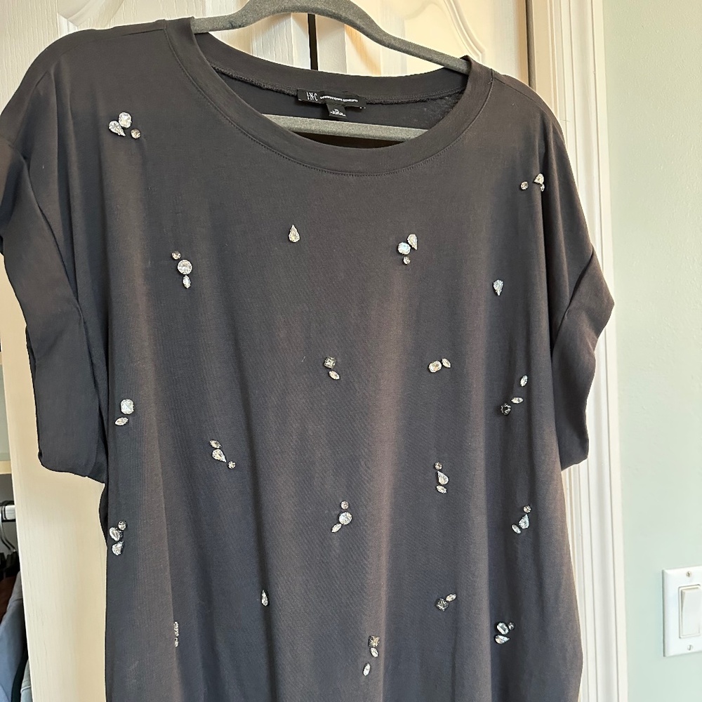INC Rhinestone Embellished T-shirt